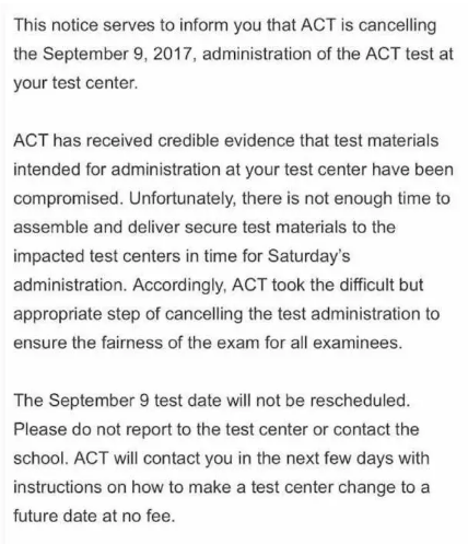 ACT考试取消